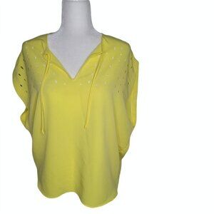 AQUA Neon Yellow Slinky Short Sleeve Top